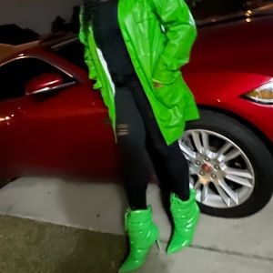 Green Jacket and boots. Worn once.